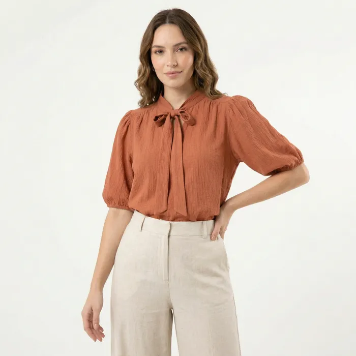 Blusa Cloe con Lazo - Terracota